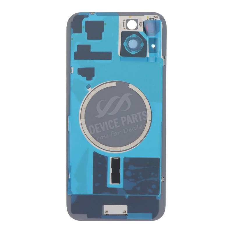 Battery Door + Back Camera Lens and Bezel with Magnetism Ring+Metal Plate for iPhone 15 Plus Yell...