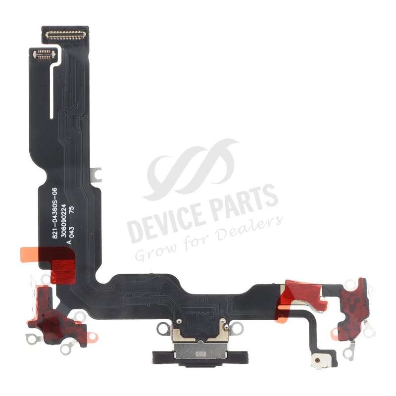 Charging Port Flex Cable for iPhone 15 Plus Black HQ