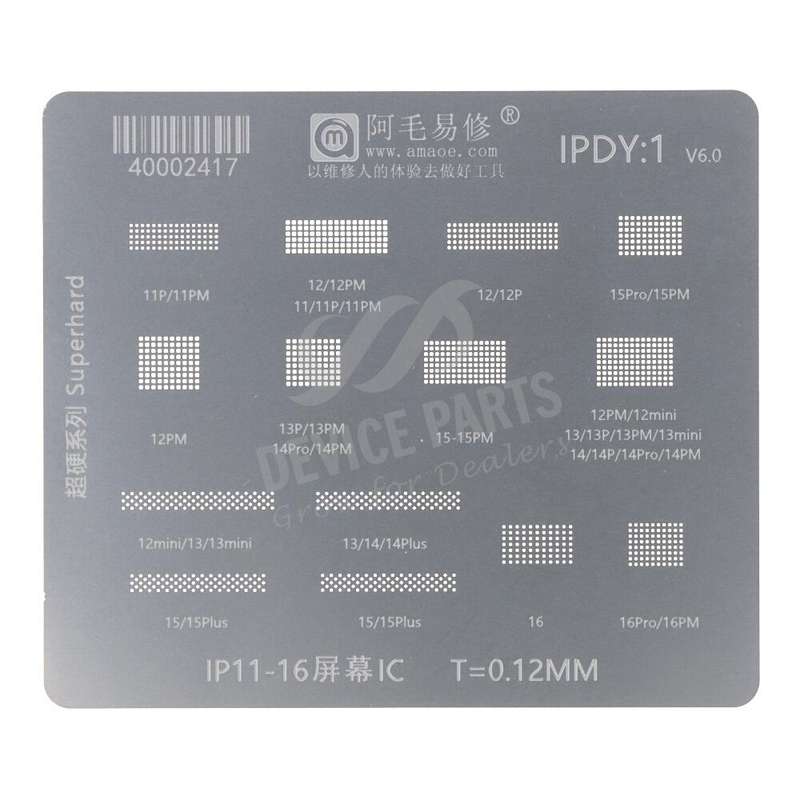 Amaoe IPDY_1 V5.0 0.12MM LCD Screen Rework IC Repair BGA Reballing Stencil for iPhone 11-16 Pro Max