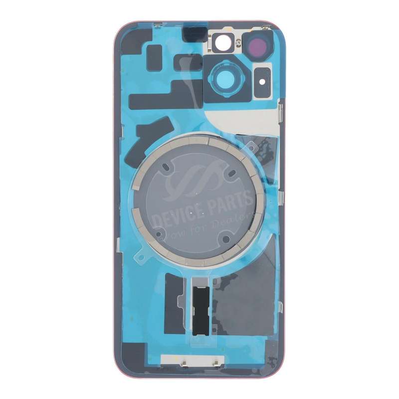 Battery Door + Back Camera Lens and Bezel with Magnetism Ring+Metal Plate for iPhone 14 Red OEM