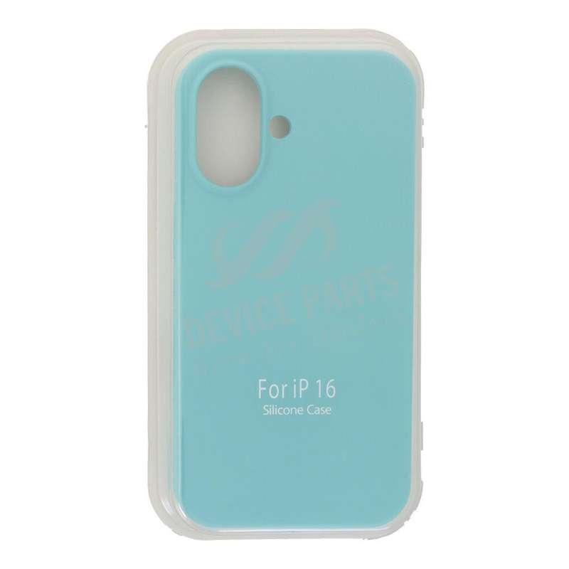 Full Pure Color Liquid Silicone Case Without Logo for iPhone 16 Sea Blue