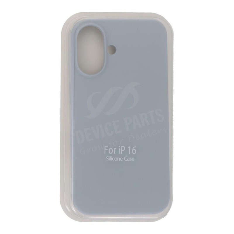 Full Pure Color Liquid Silicone Case Without Logo for iPhone 16 Grey Blue