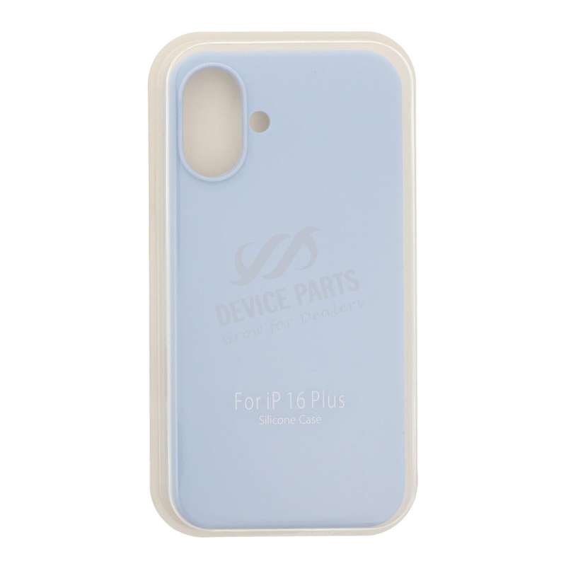 Full Pure Color Liquid Silicone Case Without Logo for iPhone 16 Plus Azure