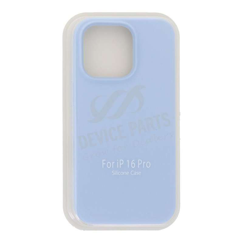 Full Pure Color Liquid Silicone Case Without Logo for iPhone 16 Pro Azure