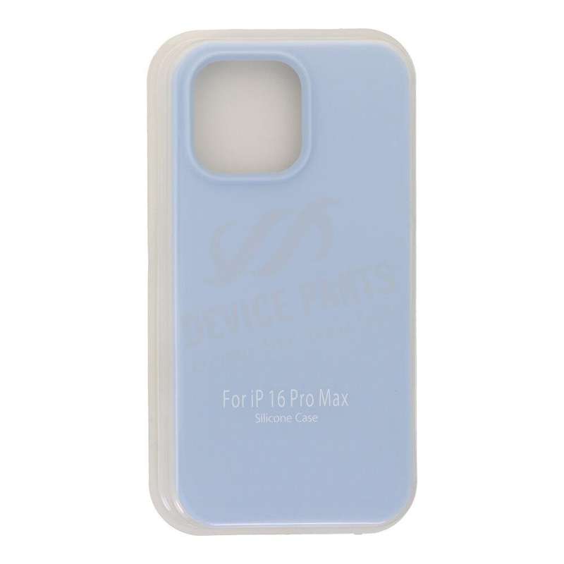 Full Pure Color Liquid Silicone Case Without Logo for iPhone 16 Pro Max Azure