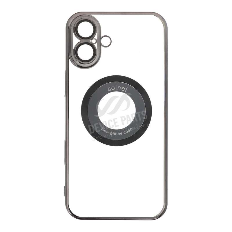 Clear Magsafe Magnetic Plating Frame Case for iPhone 16 Plus Black