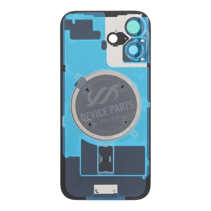 Battery Door + Back Camera Lens and Bezel with Magnetism Ring+Metal Plate for iPhone 16 Black HQ