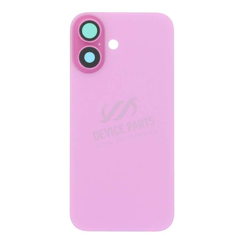 Battery Door + Back Camera Lens and Bezel with Magnetism Ring+Metal Plate for iPhone 16 Pink HQ