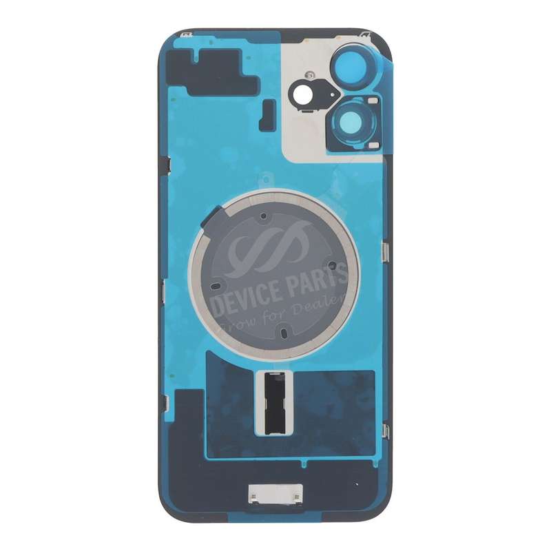 Battery Door + Back Camera Lens and Bezel with Magnetism Ring+Metal Plate for iPhone 16 Plus Blac...
