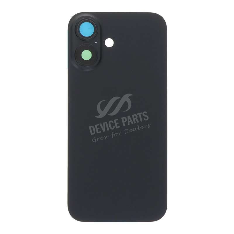 Battery Door + Back Camera Lens and Bezel with Magnetism Ring+Metal Plate for iPhone 16 Black wit...