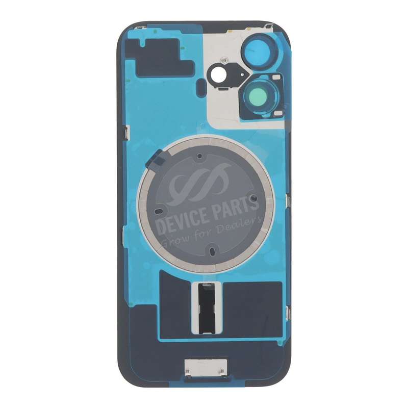 Battery Door + Back Camera Lens and Bezel with Magnetism Ring+Metal Plate for iPhone 16 Black wit...