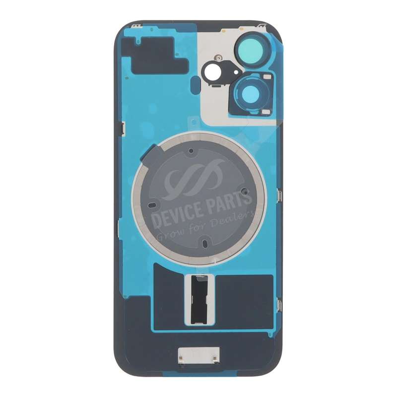 Battery Door + Back Camera Lens and Bezel with Magnetism Ring+Metal Plate for iPhone 16 White wit...