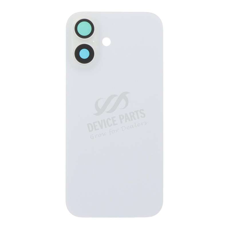 Battery Door + Back Camera Lens and Bezel with Magnetism Ring+Metal Plate for iPhone 16 White wit...