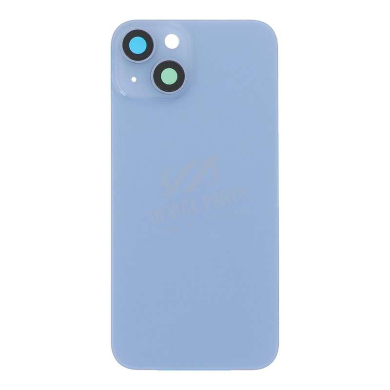 Battery Door + Back Camera Lens and Bezel with Magnetism Ring+Metal Plate for iPhone 14 Blue OEM