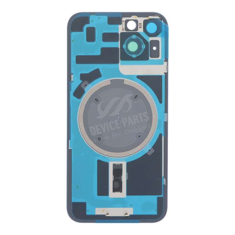 Battery Door + Back Camera Lens and Bezel with Magnetism Ring+Metal Plate for iPhone 14 Blue OEM
