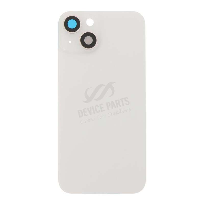 Battery Door + Back Camera Lens and Bezel with Magnetism Ring+Metal Plate for iPhone 14 White OEM
