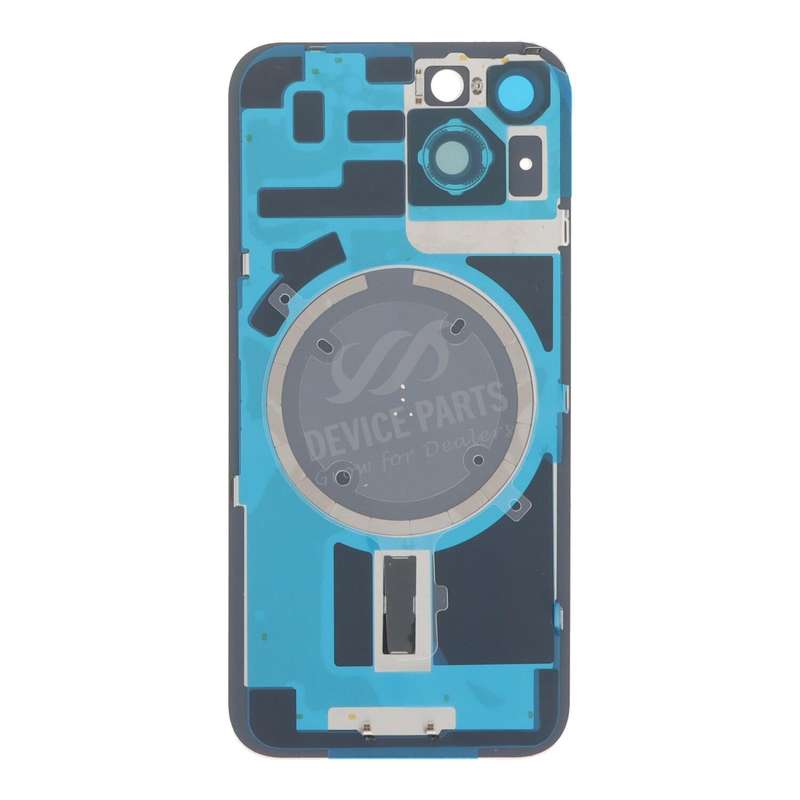 Battery Door + Back Camera Lens and Bezel with Magnetism Ring+Metal Plate for iPhone 14 White OEM