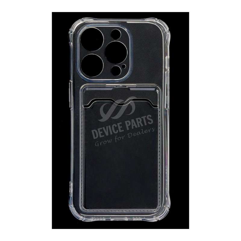 Anti-Shock Clear Phone Case with Card Holder for iPhone 14 Pro Transparent