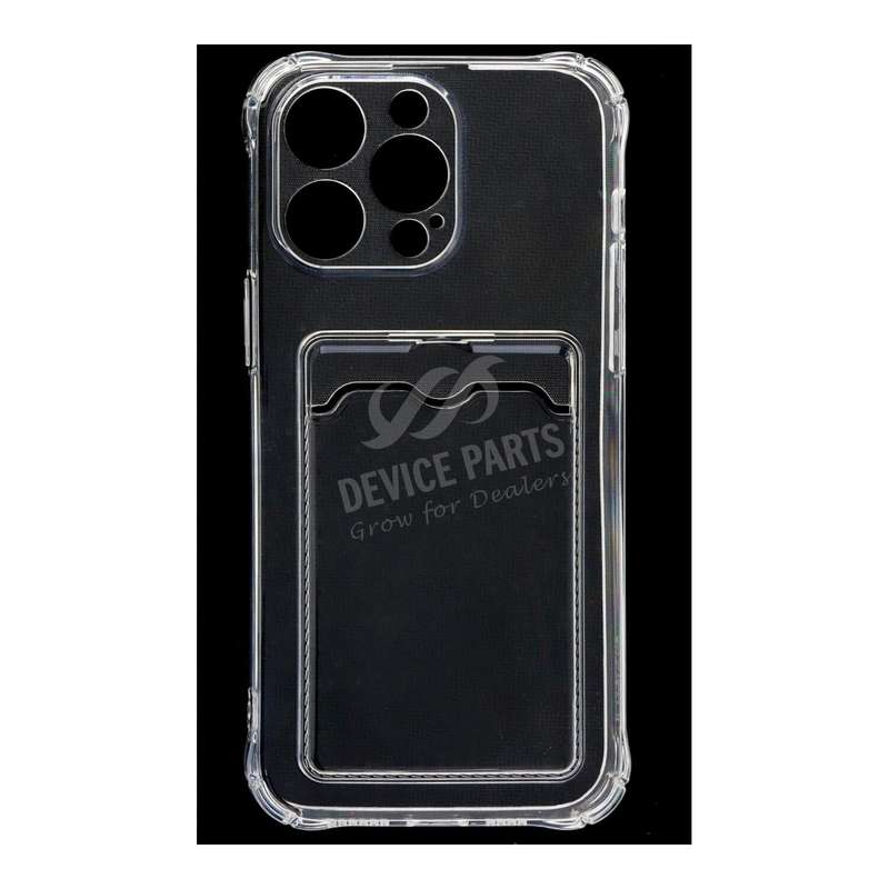 Anti-Shock Clear Phone Case with Card Holder for iPhone 14 Pro Max Transparent