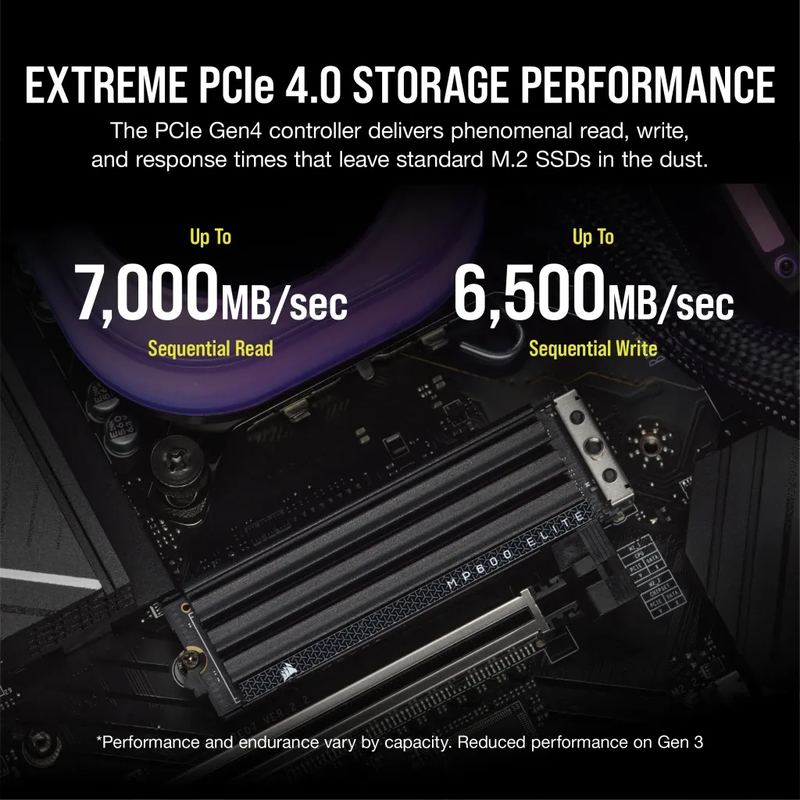 Corsair MP600 ELITE 2TB Gen4 PCIe x4 NVMe M.2 SSD with heatsink; Read Up To 7000MB/s; Write up to...