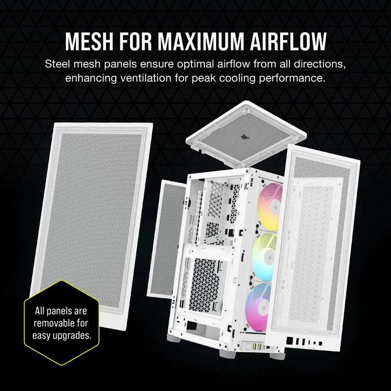 iCUE 2000D RGB AIRFLOW White Mini-ITX PC Case; 3x 2.5'' Drive Bays; Up to 360mm Radiator compatib...