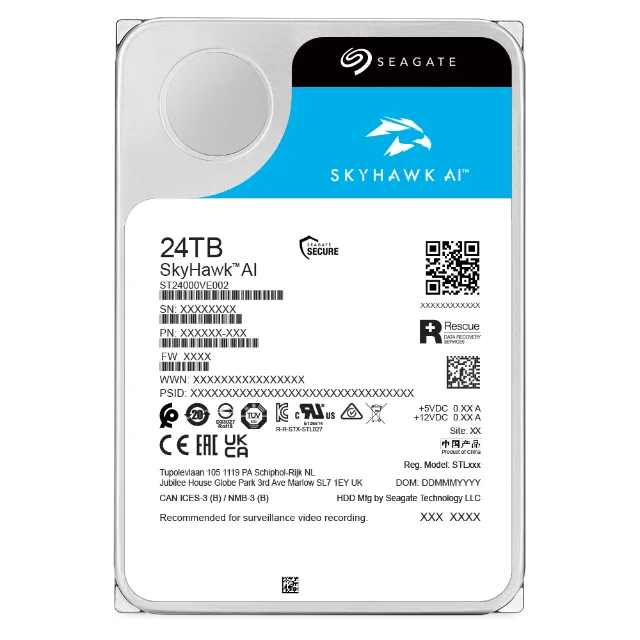Seagate Skyhawk AI ST24000VE002 24TB 3.5'' HDD Surveillance Drives; SATA 6GB/s Interface; 256MB C...