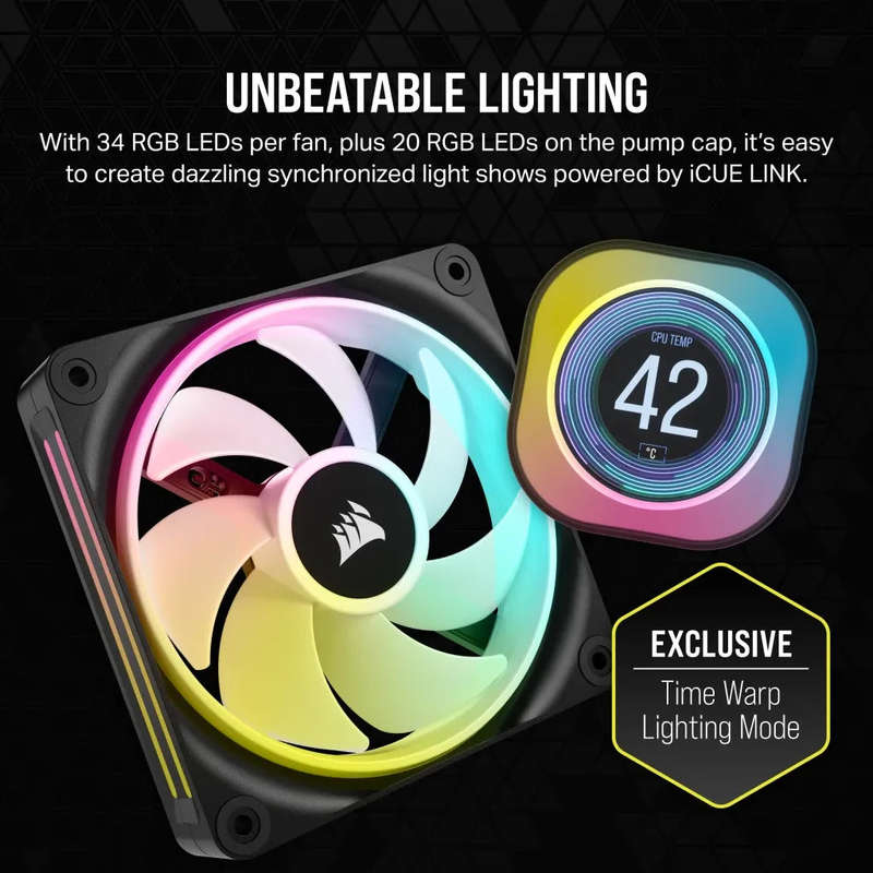 Corsair iCUE LINK H150i LCD Liquid CPU Cooler - QX120 RGB Fans - 360mm Radiator - Fits Intel® LG...