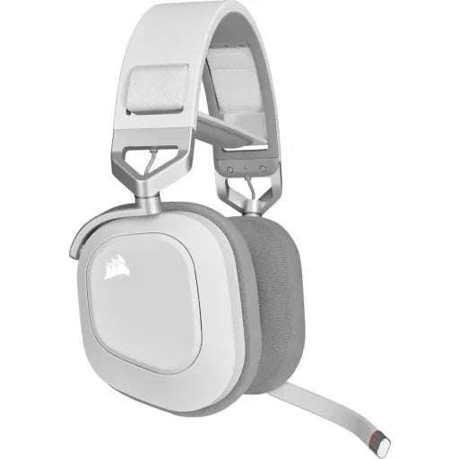 HS80 RGB WIRELESS Premium White Headset; Spatial Audio; 50mm Audio Drivers; Omni-directional Micr...