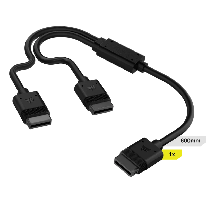 Corsair iCUE LINK Cable; 1x 600mm Y-Cable with Straight connectors; Black