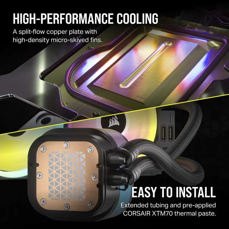 Corsair iCUE LINK H100i RGB Liquid CPU Cooler - QX120 RGB Fans - 240mm Radiator - Fits Intel® LG...