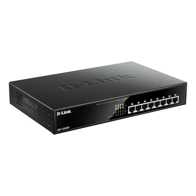 D-Link 8-Ports 10/100/1000Mbps Unmanaged Gigabit Switch (Metal Case; 8 x POE ports)