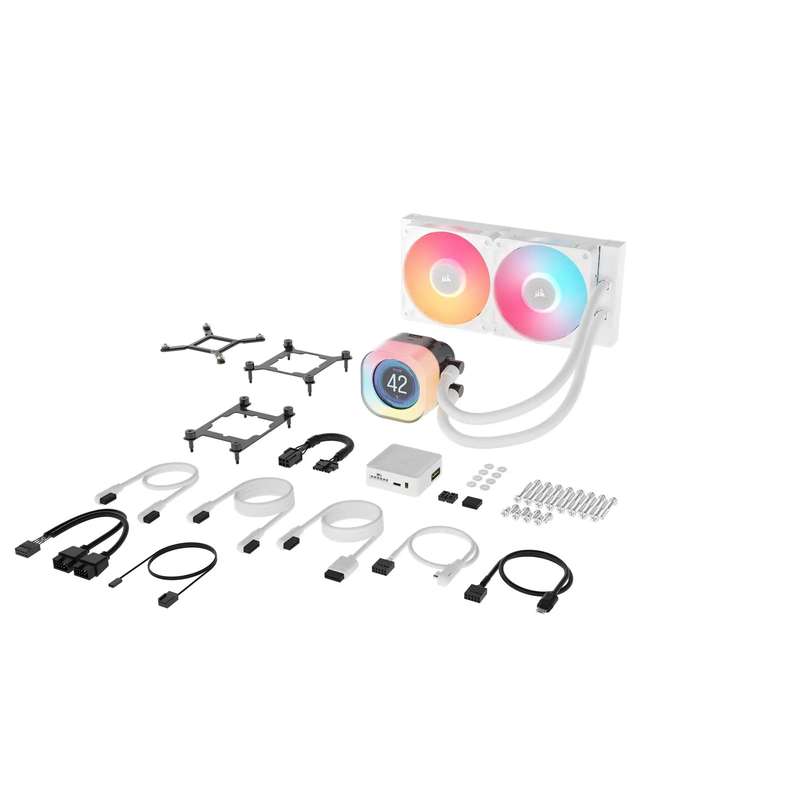 Corsair iCUE LINK TITAN 240 RX LCD Liquid CPU Cooler - White  RX120 RGB Fans  Fits Intel® ...