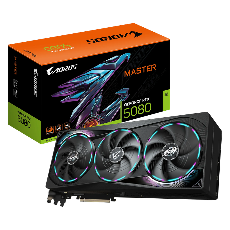 GIGABYTE nVidia GeForce RTX 5080 AORUS MASTER OC  - 16GB GDDR7; 256-Bit Memory Bus; 1x HDMI; 3x D...