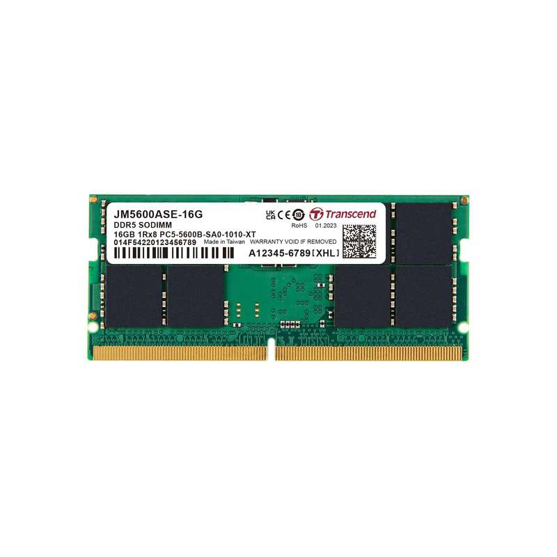 TRANSCEND JET MEMORY 16GB DDR5-5600 NOTEBOOK SO-DIMM 1RX8 CL46  (2Gx8)x8
