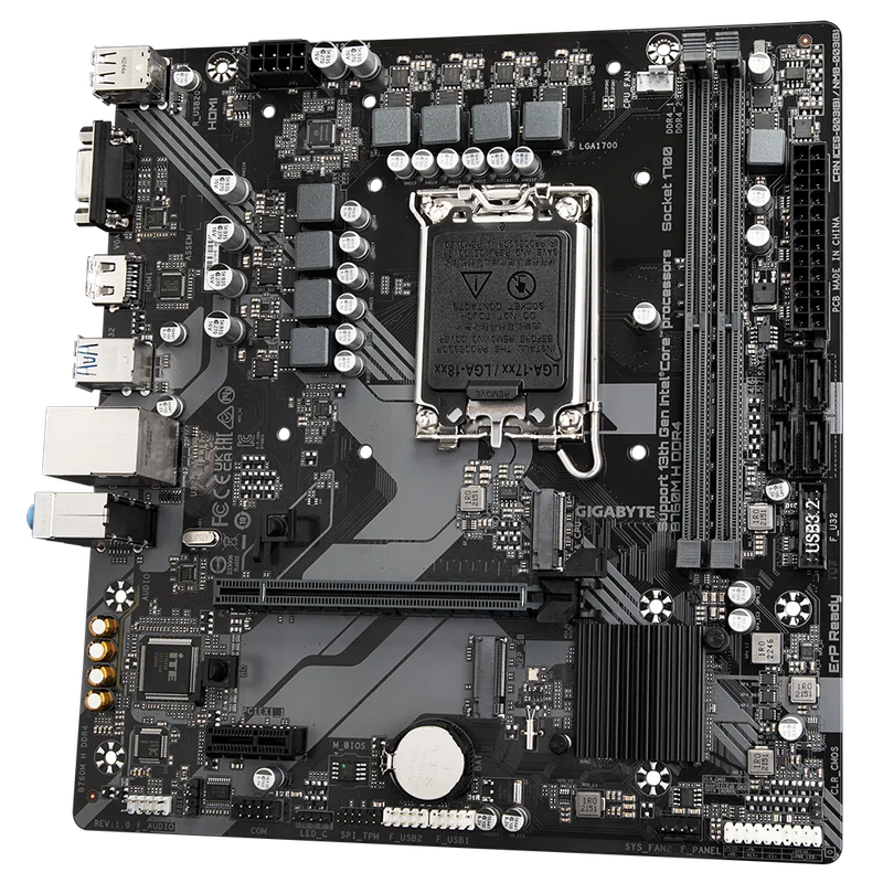 GIGABYTE Motherboard Intel® B760 Chipset for LGA 1700; 2x DDR4; 2x M2; VGA/HDMI; mATX.