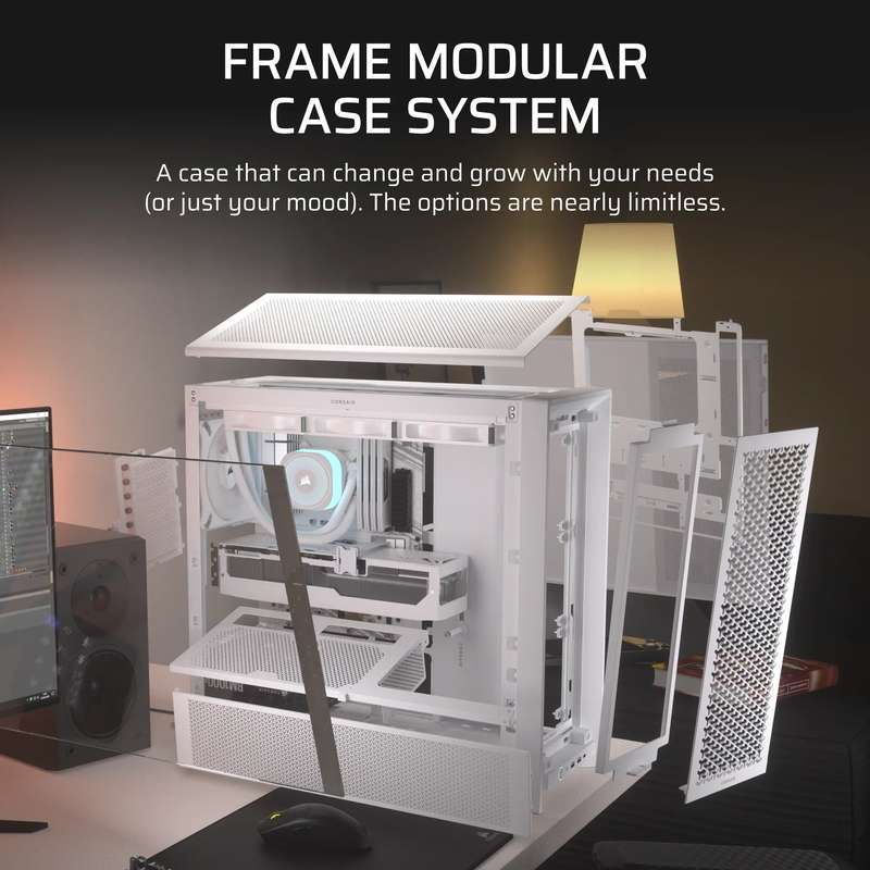 FRAME 4000D White Mid-Tower PC Case; 2x 3.5'' |  2x 2.5'' Drive Bays; Up to 360mm Radiator compat...
