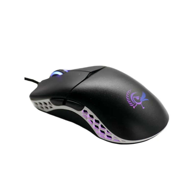 Ducky Mouse Feather Black and White - Omron D2FC-F-K 60M switches; PixArt sensor; 16000 DPI.