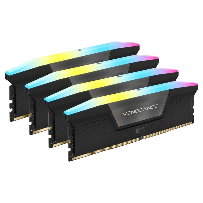 Corsair VENGEANCE® RGB 128GB (4 x 32GB) DDR5 DRAM 5600MHz C40 Memory Kit; 40-40-40-77; 1.25V Int...