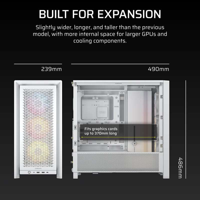 FRAME 4000D RS ARGB White Mid-Tower PC Case; 2x 3.5'' |  2x 2.5'' Drive Bays; Up to 360mm Radiato...