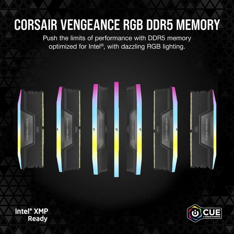 Corsair VENGEANCE® RGB 128GB (4 x 32GB) DDR5 DRAM 5600MHz C40 Memory Kit; 40-40-40-77; 1.25V Int...
