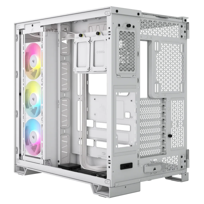 6500X RGB Mid-Tower White Dual Chamber PC Case; 2x 3.5'' |  2x 2.5'' Drive Bays; 360mm Radiator c...