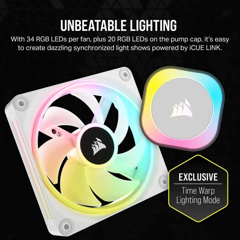 Corsair iCUE LINK H100i RGB Liquid CPU Cooler - QX120 RGB Fans - White - 240mm Radiator - Fits In...