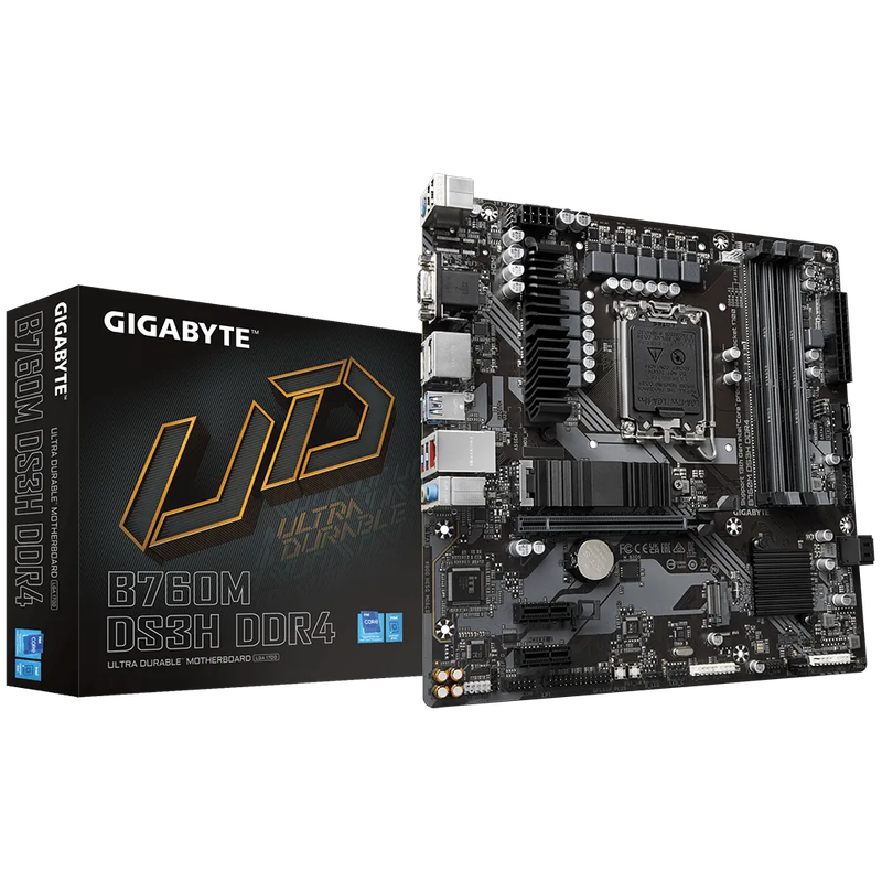 GIGABYTE Motherboard Intel® B760 Chipset for LGA 1700; 4x DDR5; 2x M2; VGA/HDMI/DP x2; mATX.