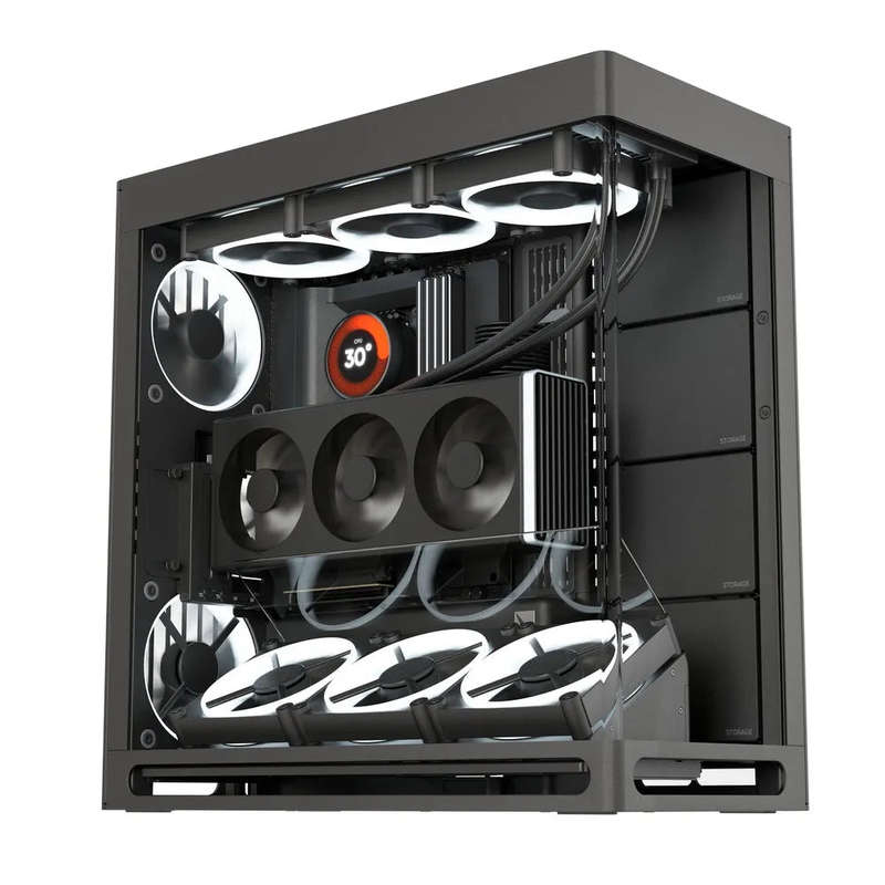 Aerocool HAVN HS 420 Base Edition Black EATX case - Adjustable GPU Bracket - Supports 11 fans - 4...