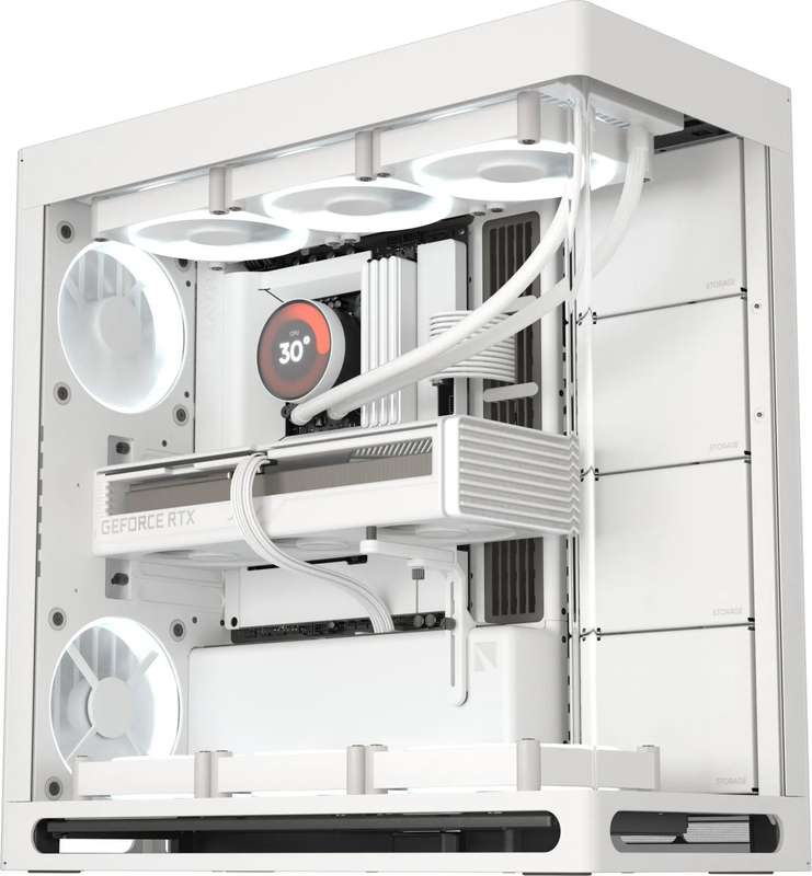 Aerocool HAVN HS 420 Base Edition White EATX case - Supports up to 11 fans - 4x 3.5'' or 8x 2.5''...