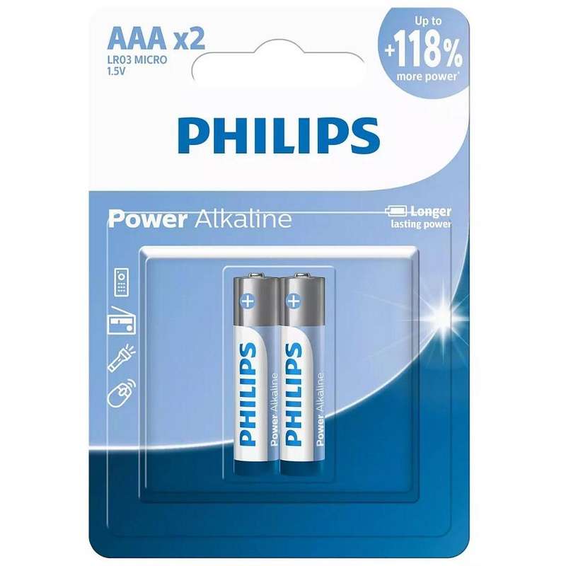 POWER ALKALINE AAA BATTERY 2 PACK
