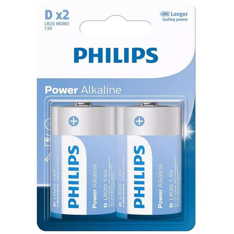 POWER ALKALINE BATTERY D 2 X PACK