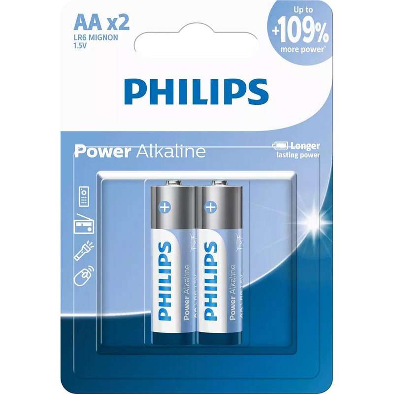 POWER ALKALINE BATTERY  AA 2  PACK