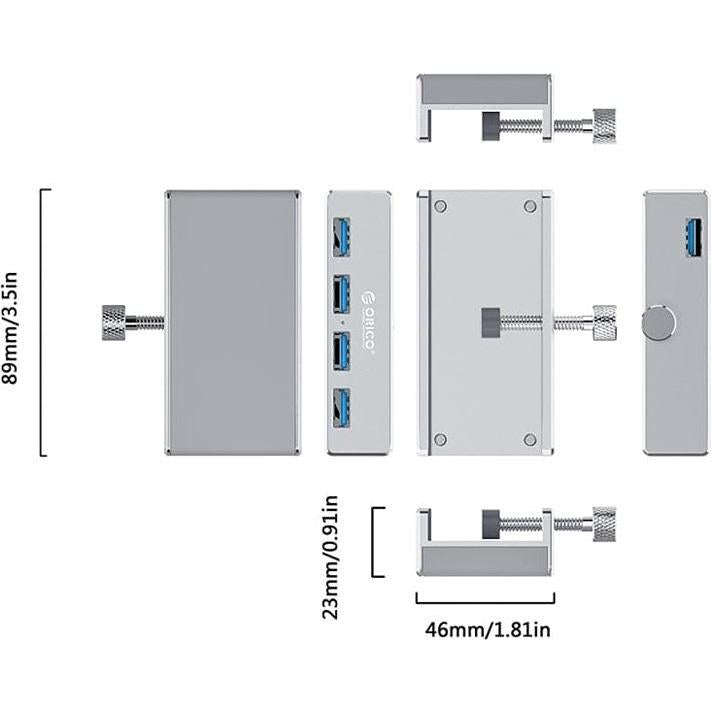 ORICO 4 PORT USB3.0 CLIP-TYPE HUB ALUMIN