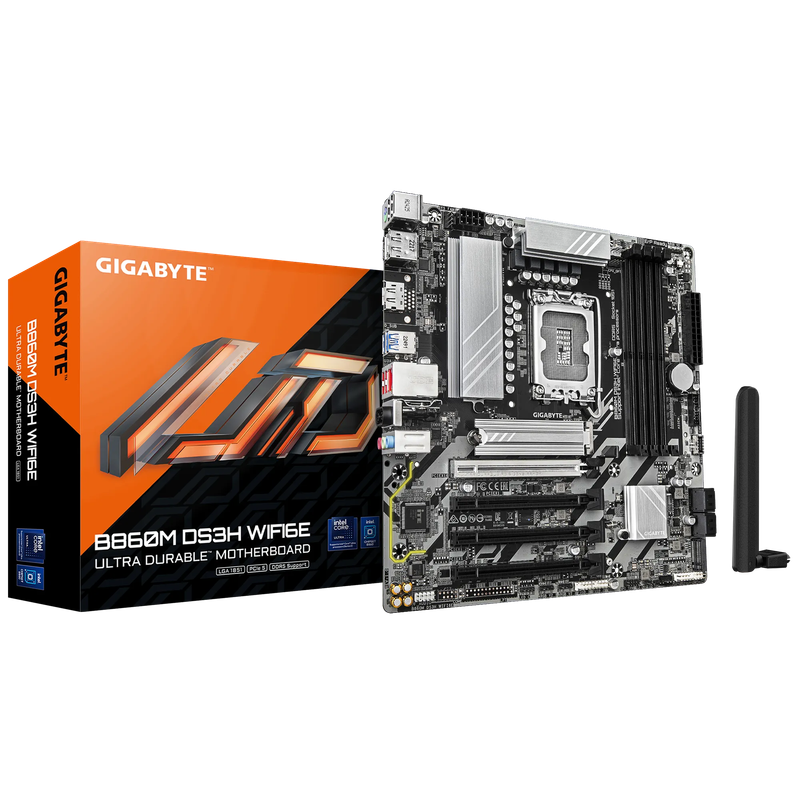 . GIGABYTE Intel® B860 Chipset for LGA 1851; 4x DDR5; 2x M2; HDMI/2xDP; mATX.